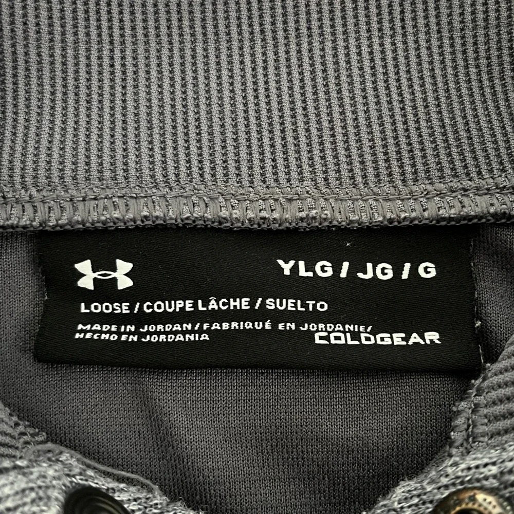 Under Armour Storm ColdGear Sweater Fleece Youth L Grey Loose 1/4 Snap Pullover